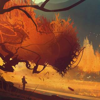 Autumn pixel art wallpaper