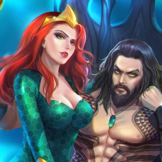 Aquaman and Mera desktop wallpaper