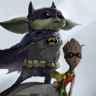 Groot vs Baby Yoda wallpaper