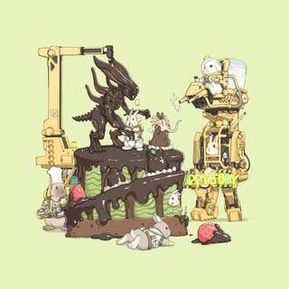 Alien robots desktop wallpaper