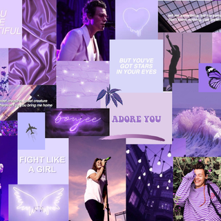 Purple aesthetic collage desktop wallpaper