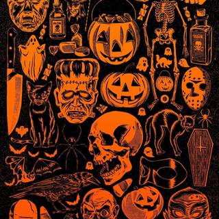 Halloween retro wallpaper