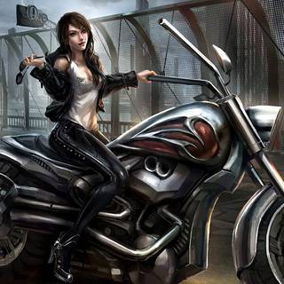 Female motorcycle rider wallpaper