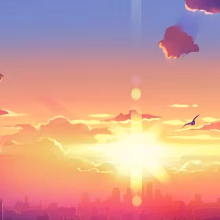 Anime sunset HD wallpaper