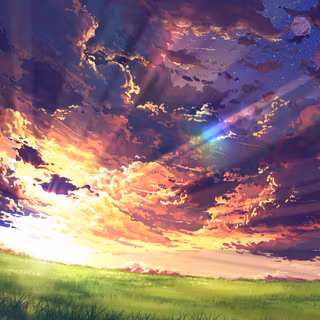 Anime sunset HD wallpaper