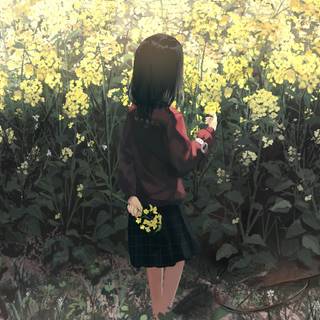 Anime flowers HD wallpaper