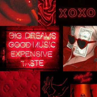Dark red aesthetic collage wallpaper
