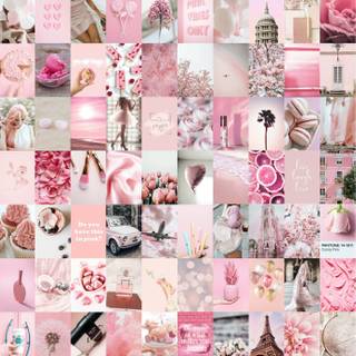 Baby pink aesthetic collage wallpaper