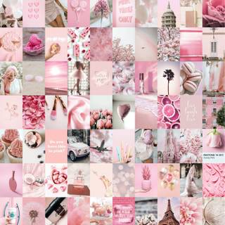 Baby pink aesthetic collage wallpaper