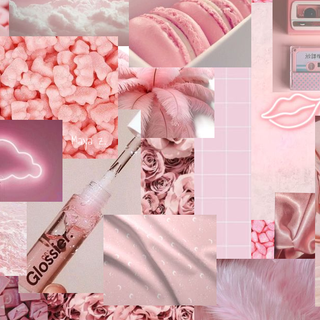 Baby pink aesthetic collage wallpaper