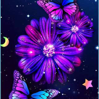 Flowers and butterfly aesthetic wallpaper