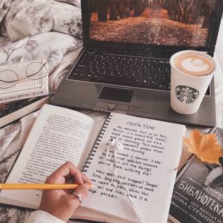Autumn study aesthetic wallpaper