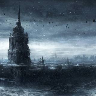 Abandoned city winter wallpaper