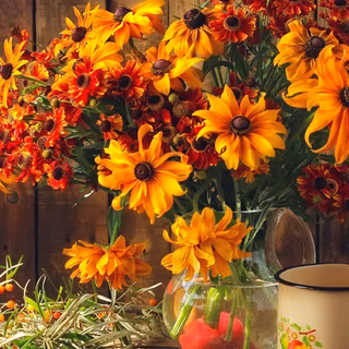 Autumn with flowers wallpaper