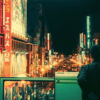 Japanese city neon anime wallpaper