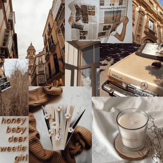 Beige aesthetic collage laptop wallpaper