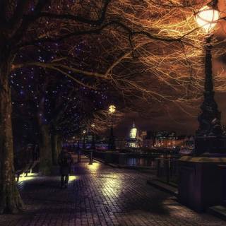 Christmas lighting on street wallpaper