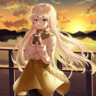 Sunset winter anime wallpaper
