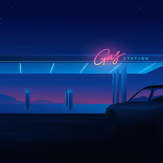 Retrowave gas station wallpaper