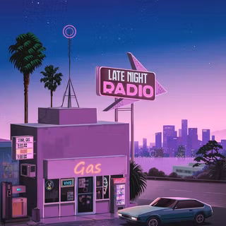 Retrowave gas station wallpaper