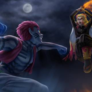 Akaza vs Rengoku wallpaper