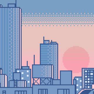 Pixel city aesthetic desktop wallpaper