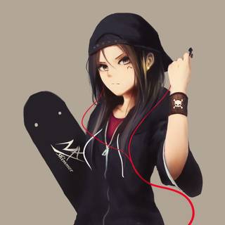 Kawaii anime girl black hair wallpaper
