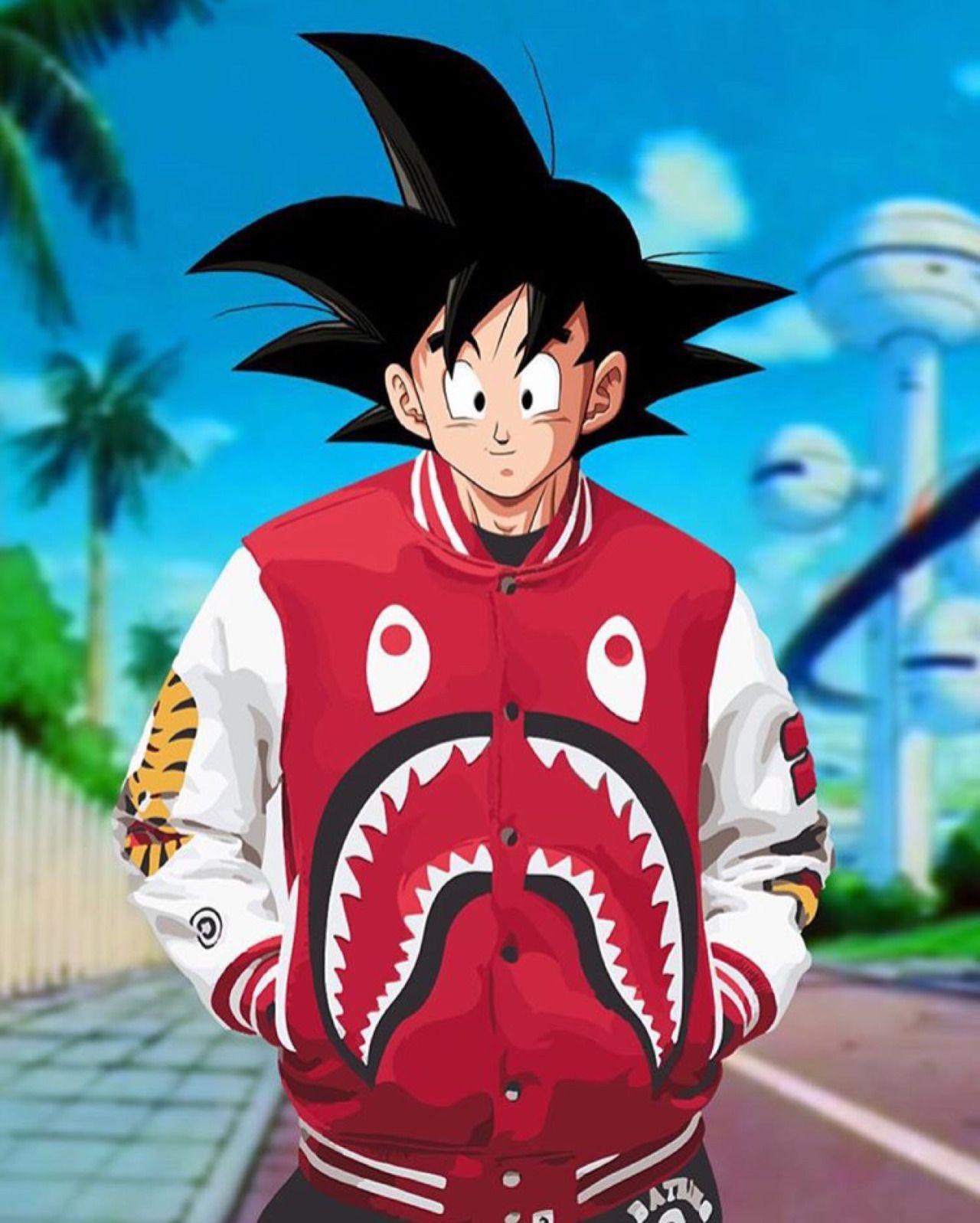 Download Cool Supreme Anime Dragon Ball Z Goku In Hoodie Wallpaper