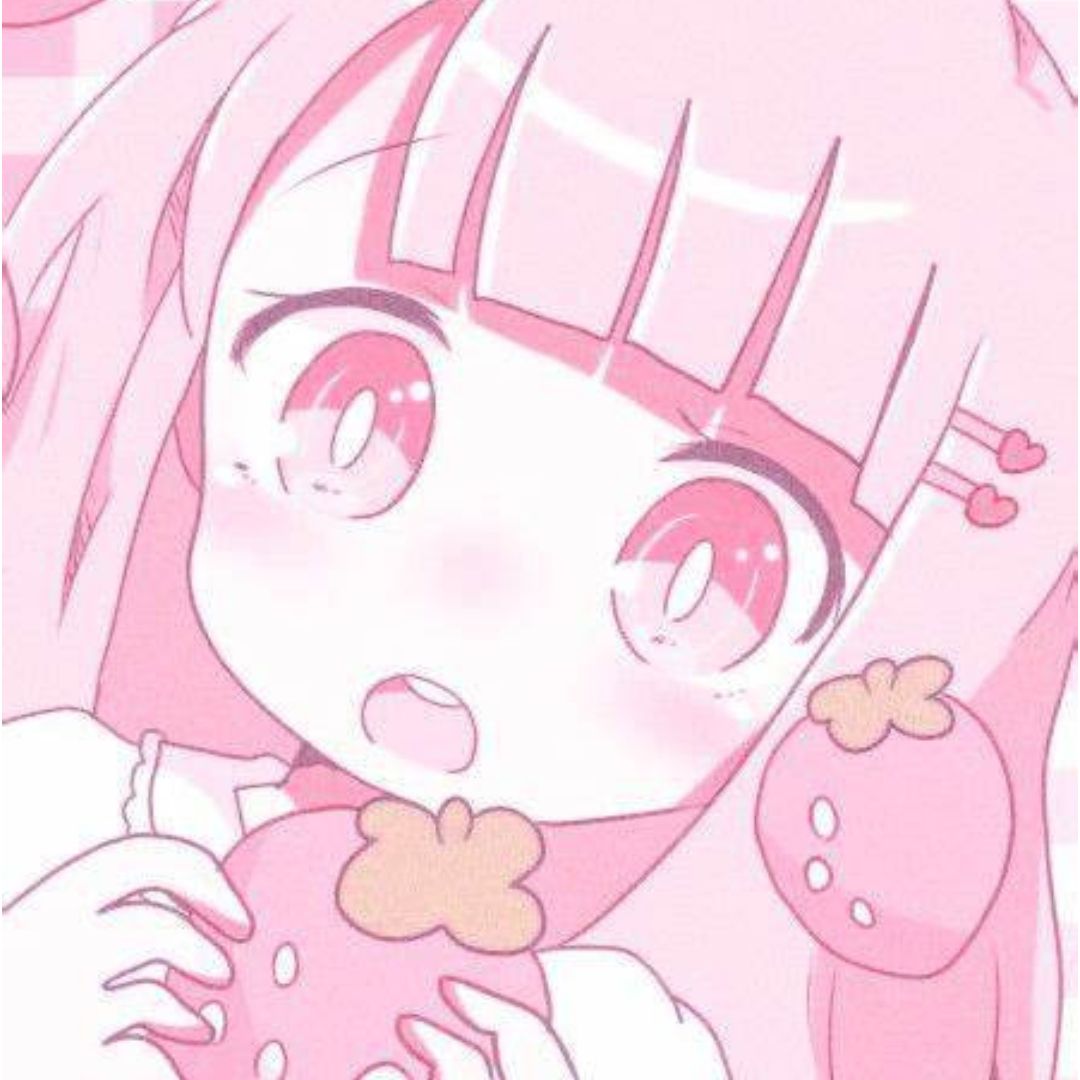 pink strawberry anime girl chibi aesthetic pfp pastel baby pink kawaii ...