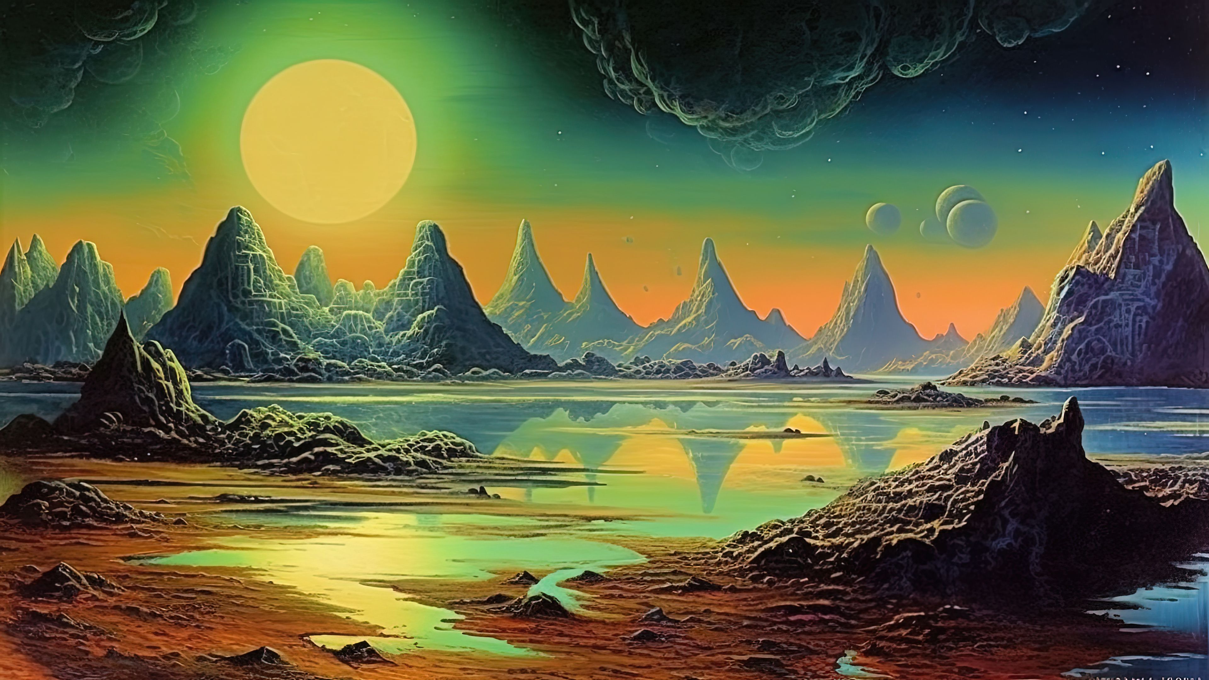 Extraterrestrial Paradise Beach Artwork - Wallpaper Cave