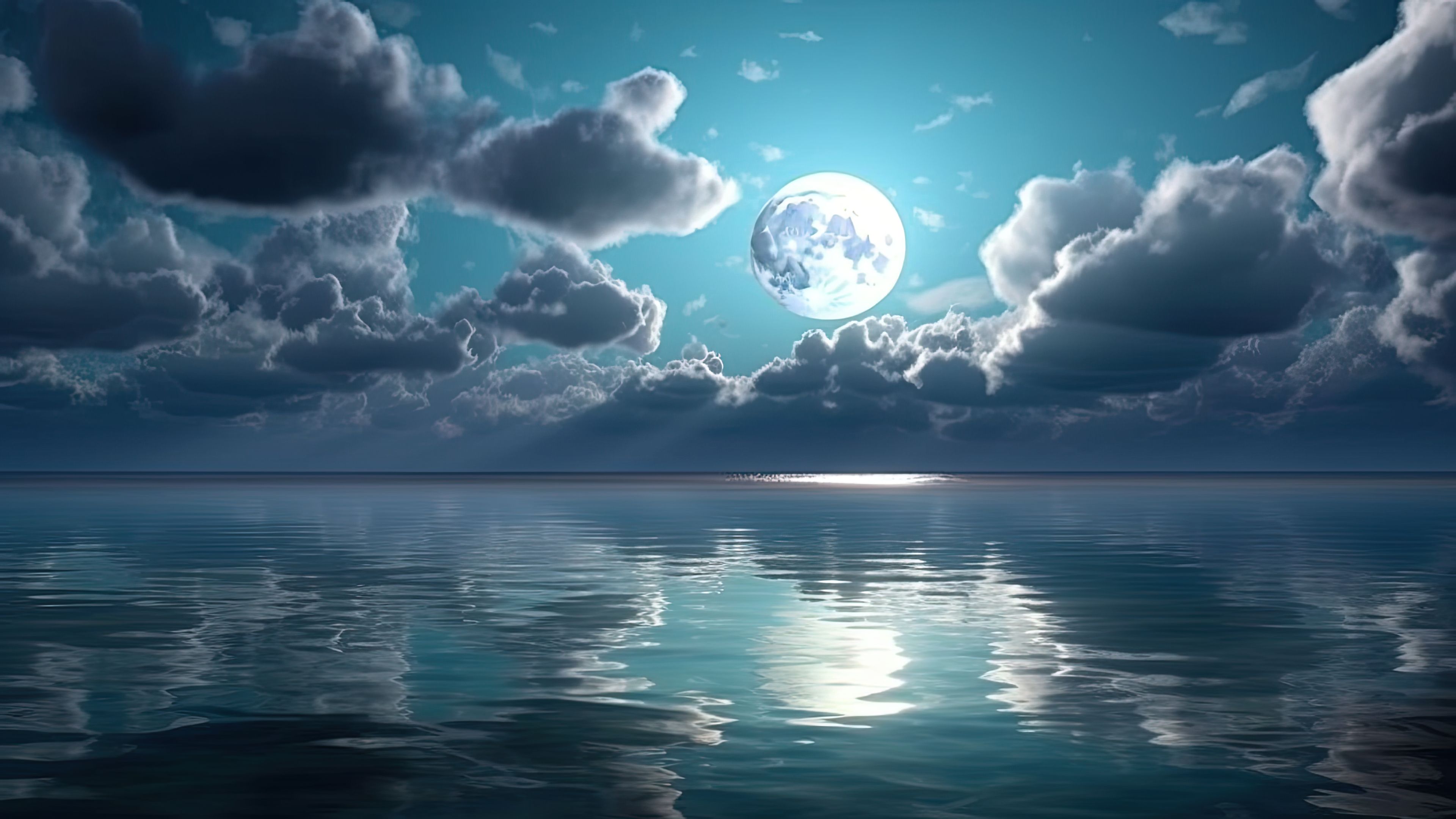 Surreal Ocean Moonlight Artwork - Wallpaper Cave