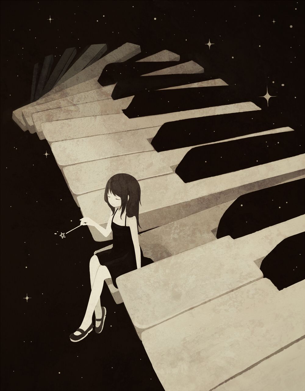 Anime Girl Sitting On Piano - Wallpaper Cave
