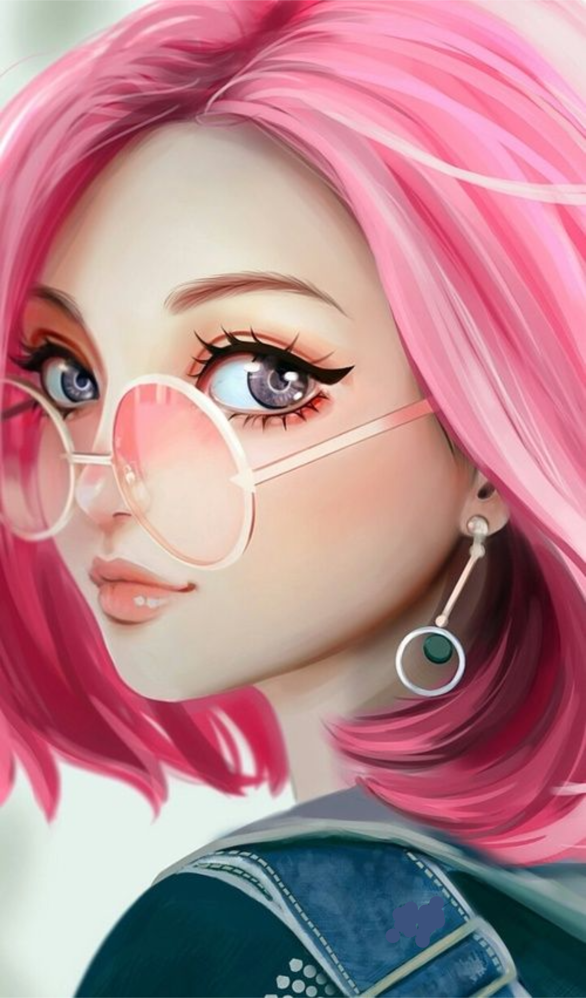 drawing of a girl with pink hair - Wallpaper Cave