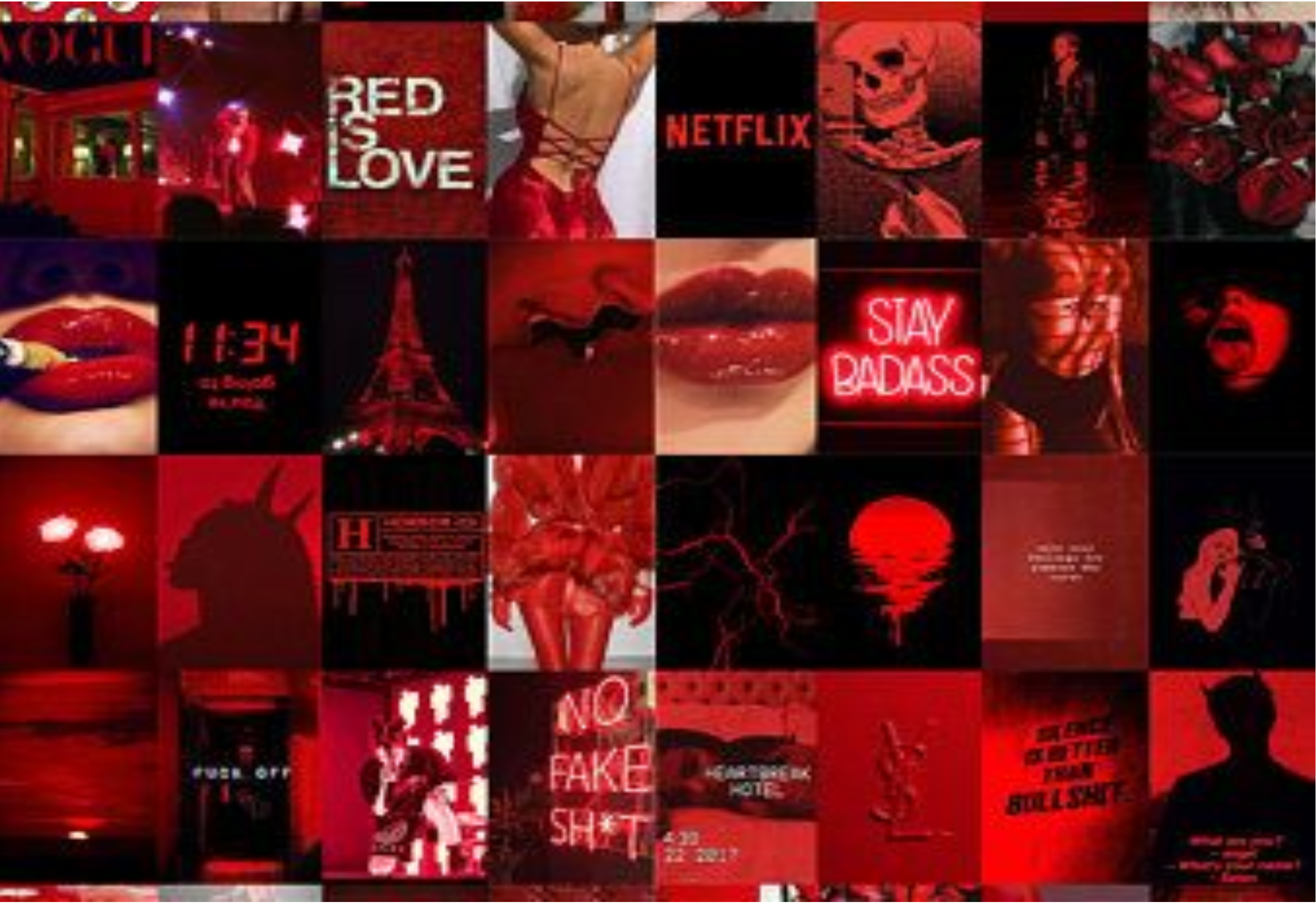 Buy PRINTED 126 PCS Red Aesthetic Collage Wall Kit Neon Red Online in India   Etsy