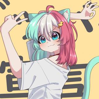 pink,blue,hair,pose,anime,wallpaper