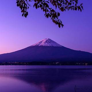 Mount Fuji, Japan, landscape, calm waters, violet, lake, clear sky