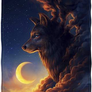 A wolf in front a moon