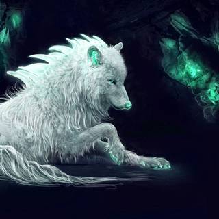 mythical cristal wolf