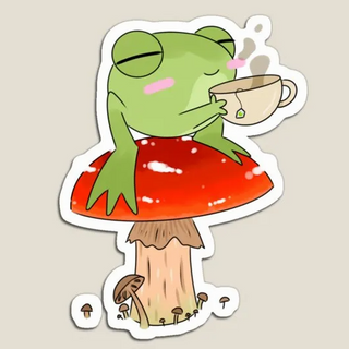 froggy w/ tea on mushroom