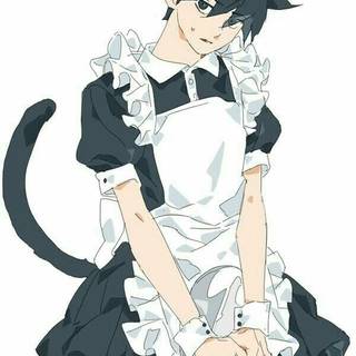 me wearing a cat maid dress