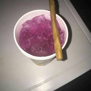 Just smoking and drinking that purple