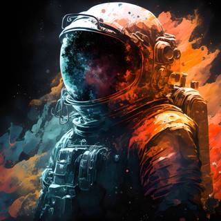 4k UHD Colorful Astronout Wallpaper Digital Painting Illustration