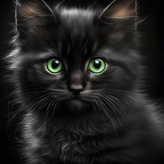 Cute Black Kitten Cat 4k UHD Wallpaper 16:9  Green Eyes