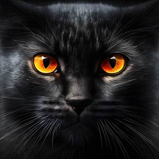 Cute Black Kitten Cat 4k UHD Wallpaper 16:9 Red Orange