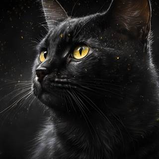 Cute Black Kitten Cat 4k UHD Wallpaper 16:9 Sparkle