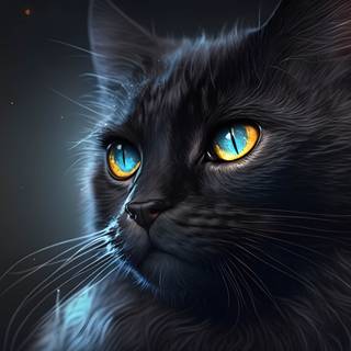 Black Cat 4k UHD Wallpaper Digital Painting