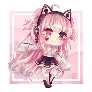 Kawaii cat girl pink and black