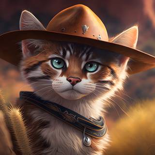 4k UHD Cowboy Western Cat Wallpaper