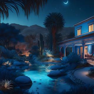4k UHD Bright Oasis in blue hour Wallpaper