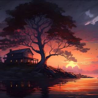 A charming Island Sunset 4k UHD Wallpaper